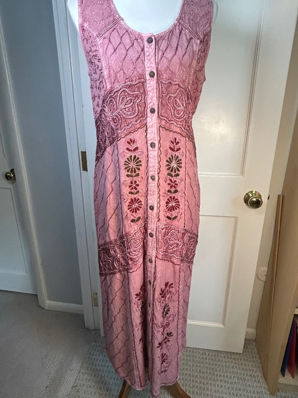 Vintage Pyramid Collection Rose Fairycore Boho Festival Embroidered Dress Medium
